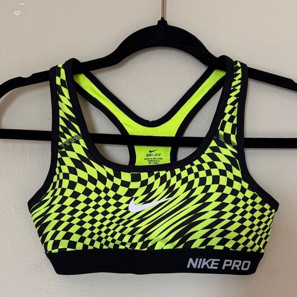 Nike Other - Nike Pro Checkered Sports Bra - Black and Neon Yellow